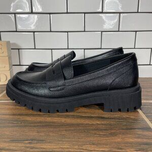 Seychelles Womens Size 8 Shoes Black Lug Sole Chunky Platform Penny Loafers